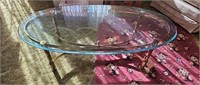 Oval Glass Top Brass Table