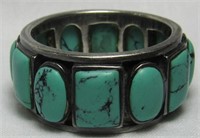 925 STERLING RING W/TURQUOISE TYPE STONES*SZ 8