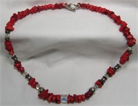STERLING & CORAL NECKLACE*JEWELRY
