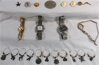 VINTAGE WATCHES*PINS*WINE GLASS CHARMS*BRIGHTON