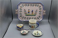 Vtg. HB Quimper Platter, Heart Box, Mug+++