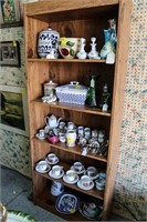 (5) Shelves of Glassware, Crocks, and Décor