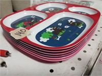 Stack of 6 childrens eating trays