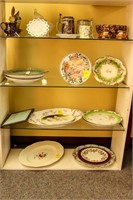 (4) Shelves of Serving Platters, Pottery,