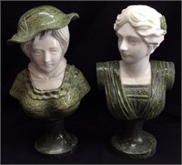 (2) VTG. MARBLE LADY BUSTS