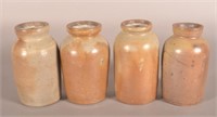 Four Antique Salt-Glazed Stoneware Canning Jars.