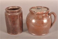 Two Pieces of Glazed Redware Pottery.
