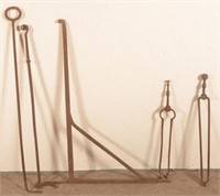 Five 19th Century Fireplace Tools and Crane.