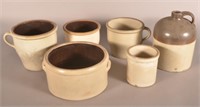 Six Pieces of Antique Salt-Glazed Stoneware.