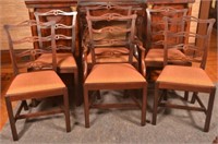 Six Chippendale Style Ribbon-Back Chairs.