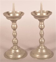 Pair of 19th Century Pewter Candlesticks.
