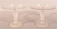 Pair of Frosted 3-Face Glass Cake Stands.
