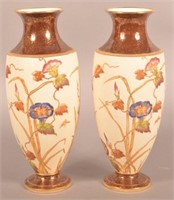 Pair of Albian Ware Handpainted Vases.