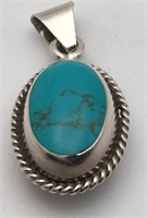Sterling Silver, Turquoise And Blue Stone Pendant
