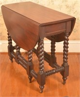 Jacobean Style Mahogany Drop-Leaf Gate-Leg Table.
