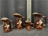 Group of Rooster Ceramic Pitchers