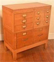 Vintage Globe Quarter-Sawn Oak File Cabinet.