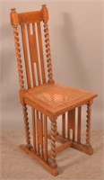 Mission Oak Spiral-Turned Side Chair.