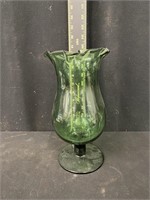 Green Art Glass Compote Vase