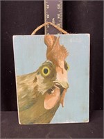 Handpainted Chicken Picture on Wood