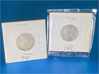 1904 & 1905 V-Nickels