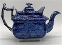 Flow Blue Transferware Tea Pot