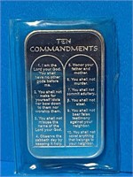 (1) Ten Commandments 1 Troy Oz Silver Bar