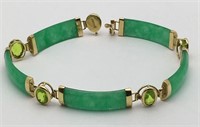 14k Gold And Green Jade Bracelet