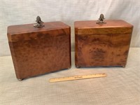 Pair of burl wood boxes