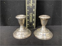 Pair of Sterling Silver Empire Candle Holders