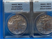 (2) 2016 Silver Eagle Dollar Coins
