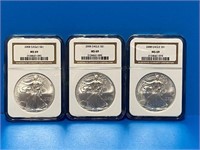 (3) 2008 Eagle Dollar Coins