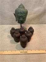 7 Bronze Buddha heads