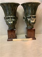 Pair of monkey urns