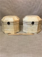 Pair of ivory bone boxes