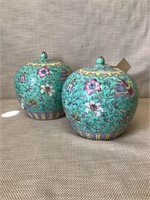 Pair of painted jars