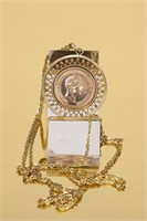Kaiser Wilhelm German Coin Gold Plated Necklace