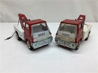 2)1968 Marx Toy Tow Trucks, 1 w/o chain (used)
