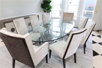 Oval Glass Dining Table and Chairs