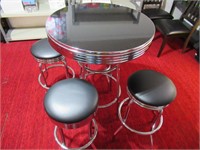 Black Formica top Table w/4 Stools - NO SHIPPING