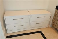 Pair 2 drawer wood file cabinets