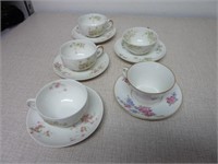 LIMOGES CUPS AND SAUCERS - MISMATCHED
