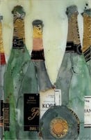 BACK PAINTED GLASS ART OF CHAMPAGNE BOTTLES