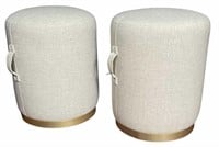 PAIR OF CONTEMPORARY UPHOLSTERED OTTOMANS