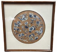 FRAMED ANTIQUE CHINESE SILK EMBROIDERED PANEL
