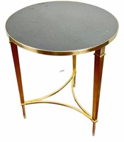 BRASS BASS WITH MARBLE TOP OCCASIONAL TABLE