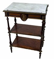 CIRCA 1900 INLAID FRENCH MARBLE TOP SIDE TABLE