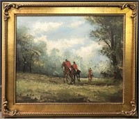 Signed Renhof Oil On Canvas Of Hunt Scene