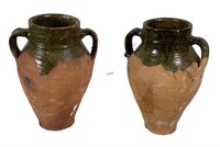 PAIR OF 13 INCH TALL OLIVE JARS