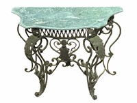 DEMILUNE CONSOLE METAL BASE AND MARBLE BASE